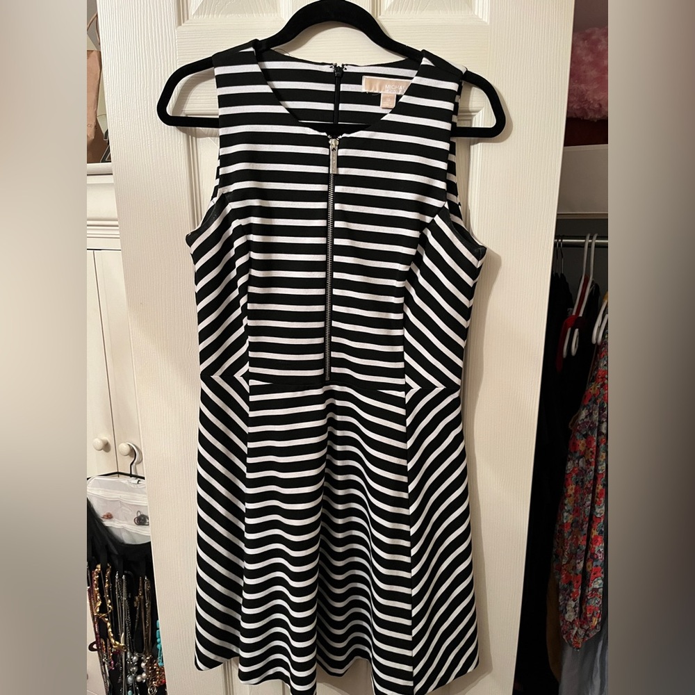 Black and white striped Michael Kors mini dresss